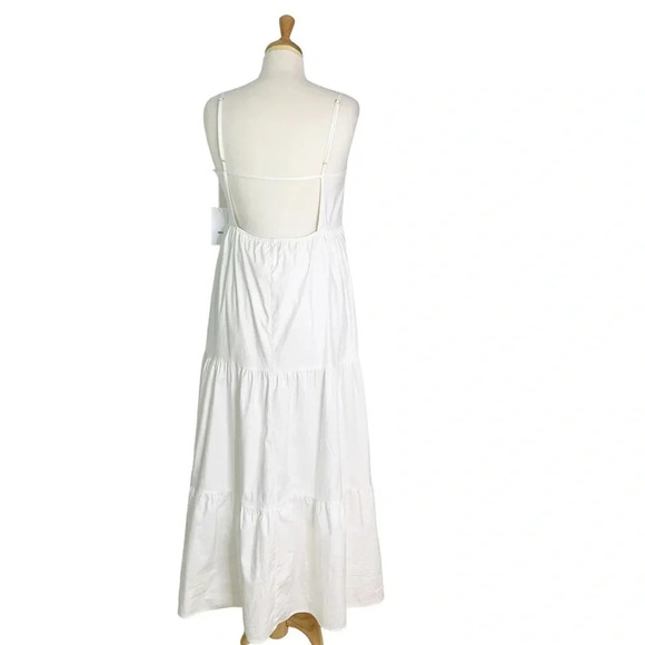 NWT Reformation East White Organic Cotton Tiered Midi Dress Size L - Picture 5 of 16